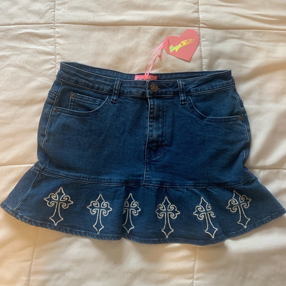 NWT Dolls Kill Sugar Thrillz Cross Mini Skirt